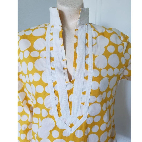 Michael  by Michael Kors tunic top Yellow White Circle Print Tunic MEDIUM - Picture 3 of 11